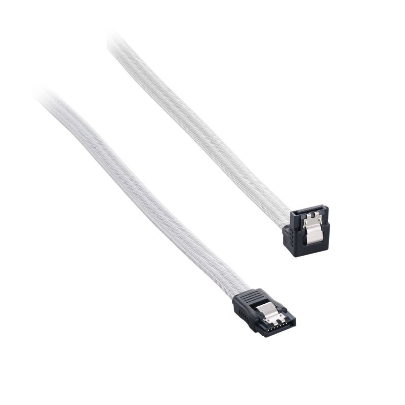 CableMod ModFlex Sleeved Right Angle SATA 3 Cable (White, 30cm) - Image 2